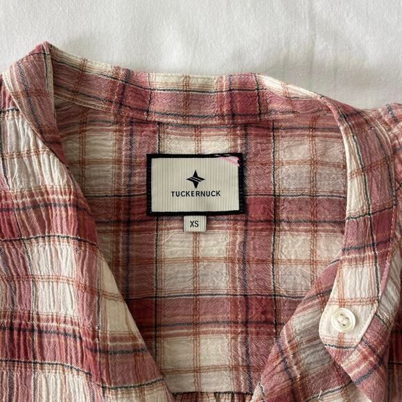 Tuckernuck NWT Pink and White Plaid Juliette Button Down Top Blouse, Size XS - Picture 8 of 16